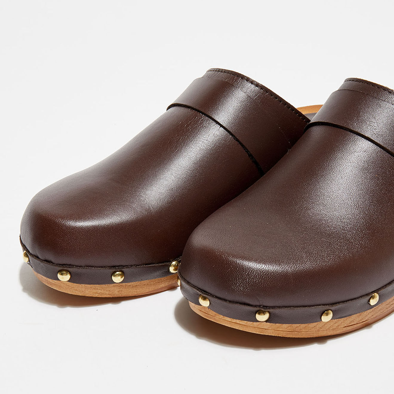 Apologie Studio Sabots en Cuir Paige marron foncé - Talon 4.5 cm