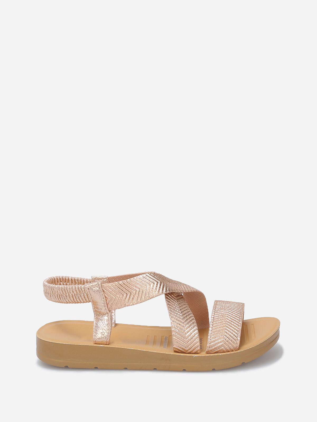 Sandales à brides élastiques croisées- Doré rose