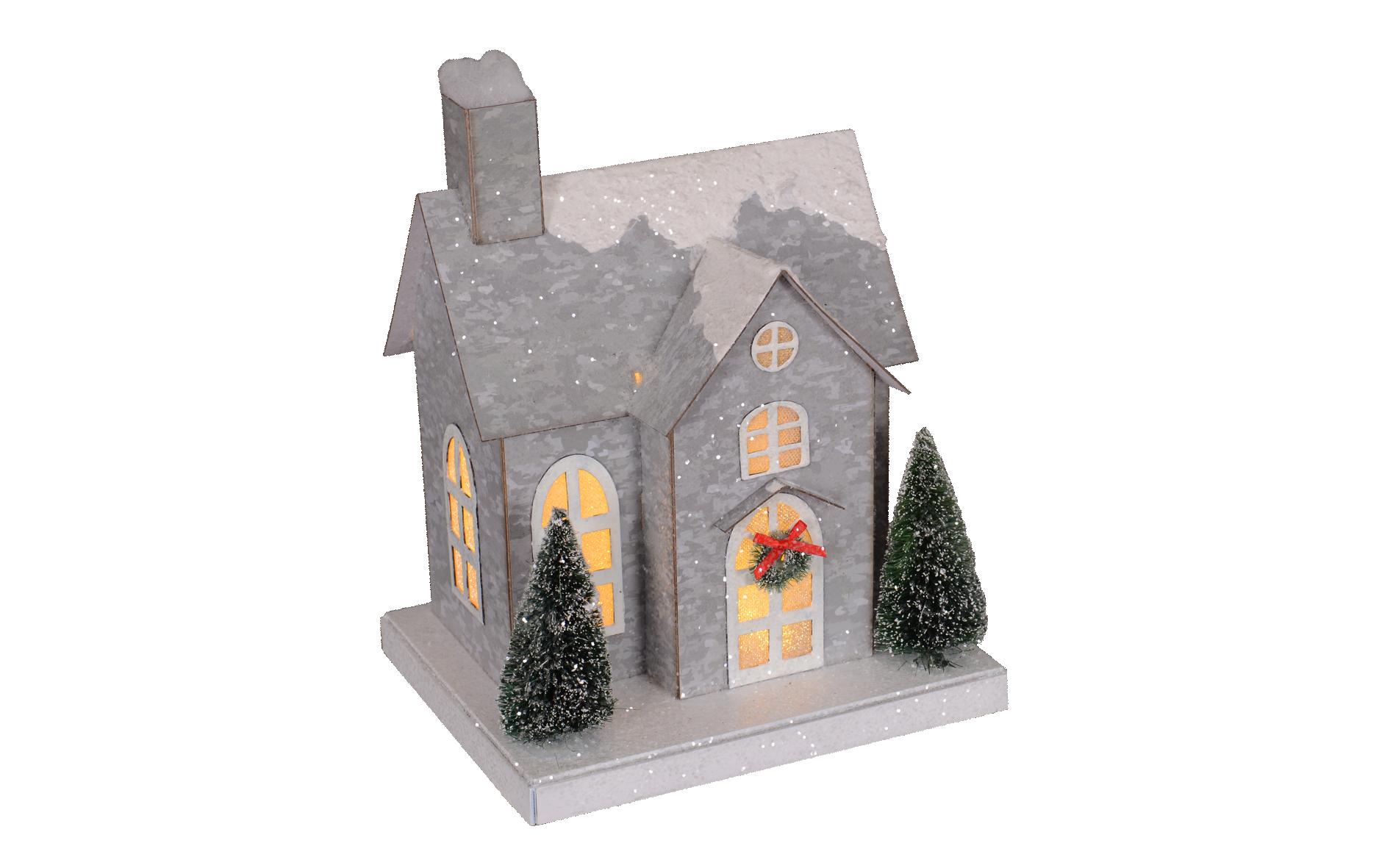 Aufsteller XMAS Haus, 25 cm, GrauLED Innendekoration