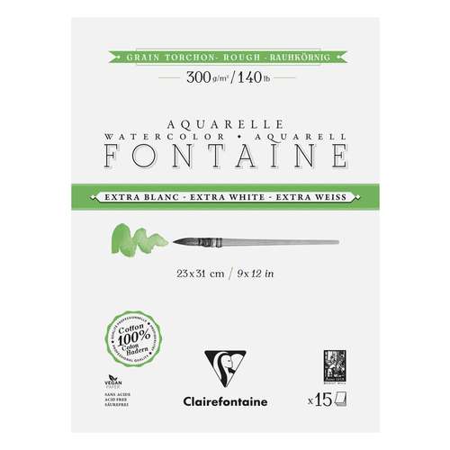 Clairefontaine FONTAINE Aquarellblock Extraweiß, Torchon