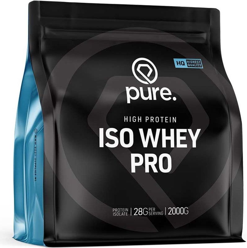 PURE Iso Whey Pro - chocolade - 2000gr - whey eiwit isolaat - eiwitshake - koolhydraatarm