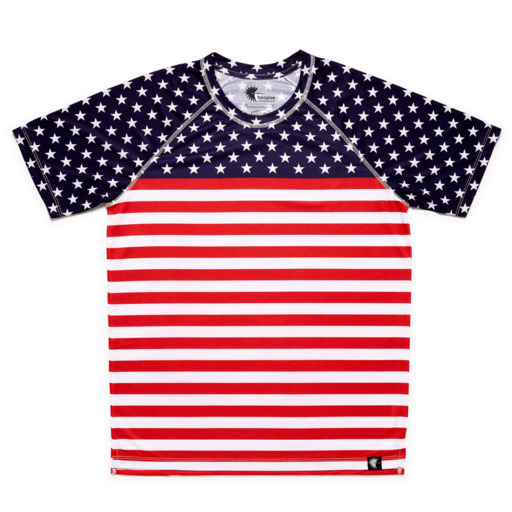 Camiseta de corrida com estrelas e listras da Hoopoe Apparel