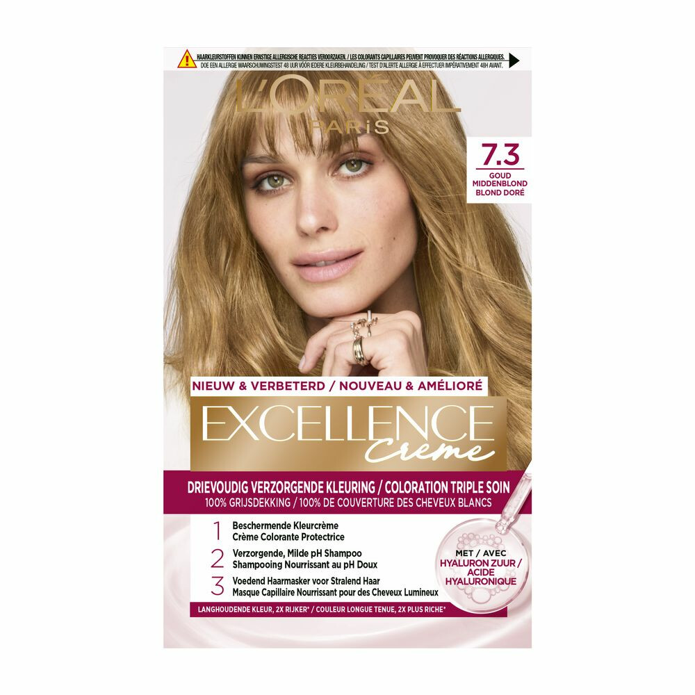 L'Oréal Excellence Crème Permanente Crèmekleuring 7.3 Goudblond