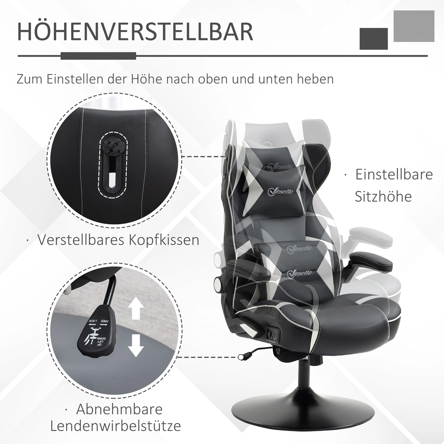 Vinsetto Gamingsessel mit Lautsprecher weiß, schwarz