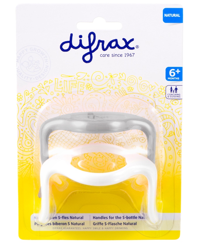 Difrax handvatten s-fles klein 2 stuk wit