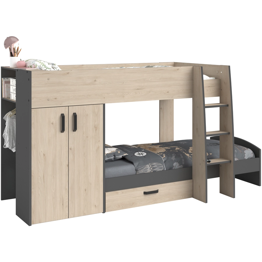 Parisot Etagenbett Stim 2 - mit Kleiderschrank und Schubkasten Beige