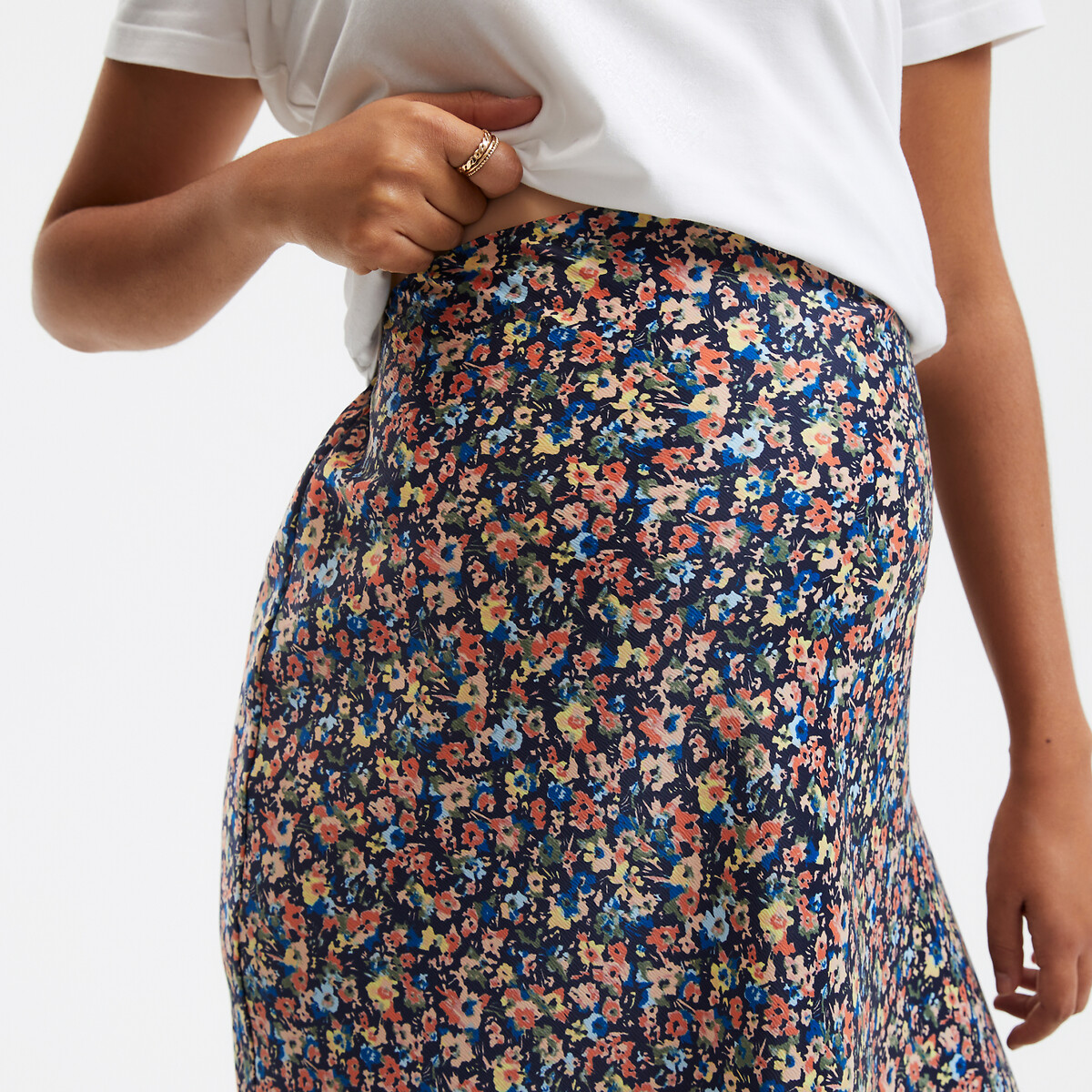 COLEÇÕES LA REDOUTE<br>Saia de maternidade em cetim estampado