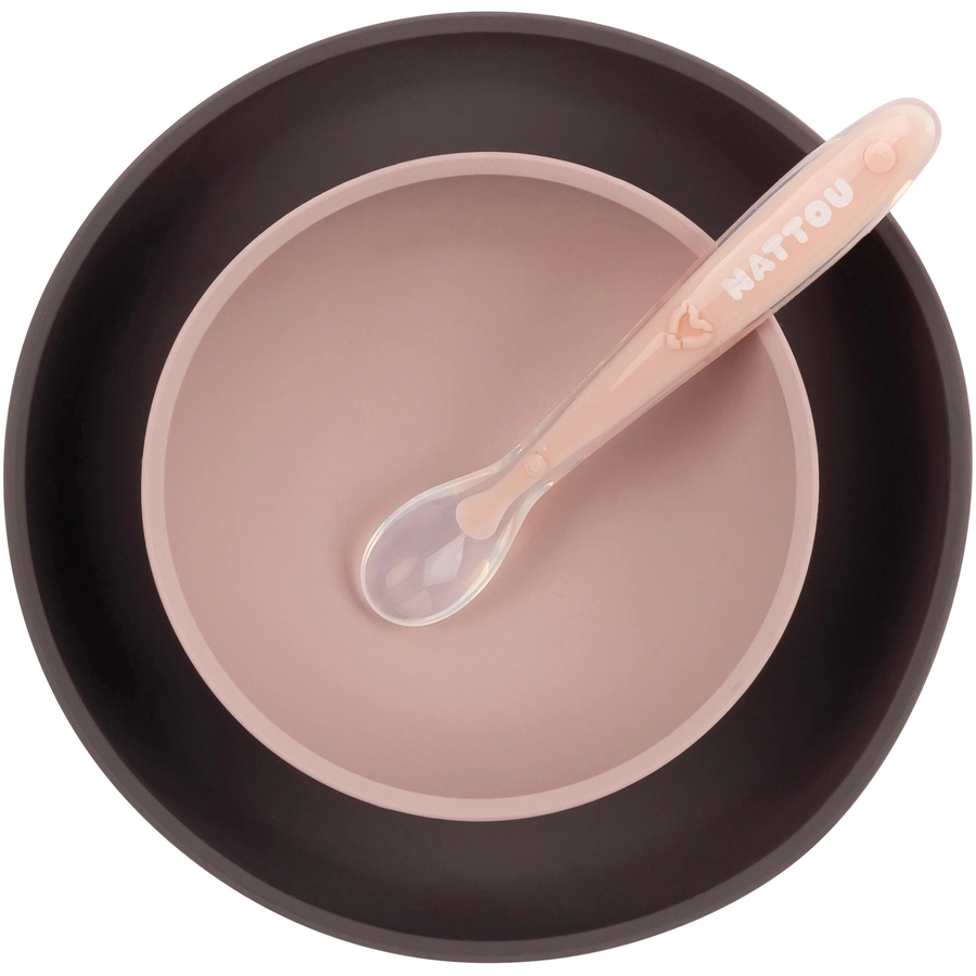 Nattou Esslern set 3 teilig rosa grau