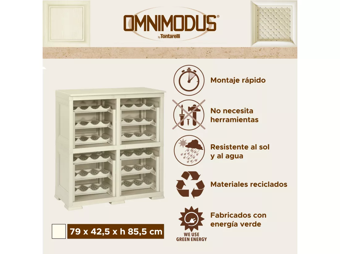 4 étagères de rangement modulables avec casier 48 bouteilles gris 279x42,5x85,5