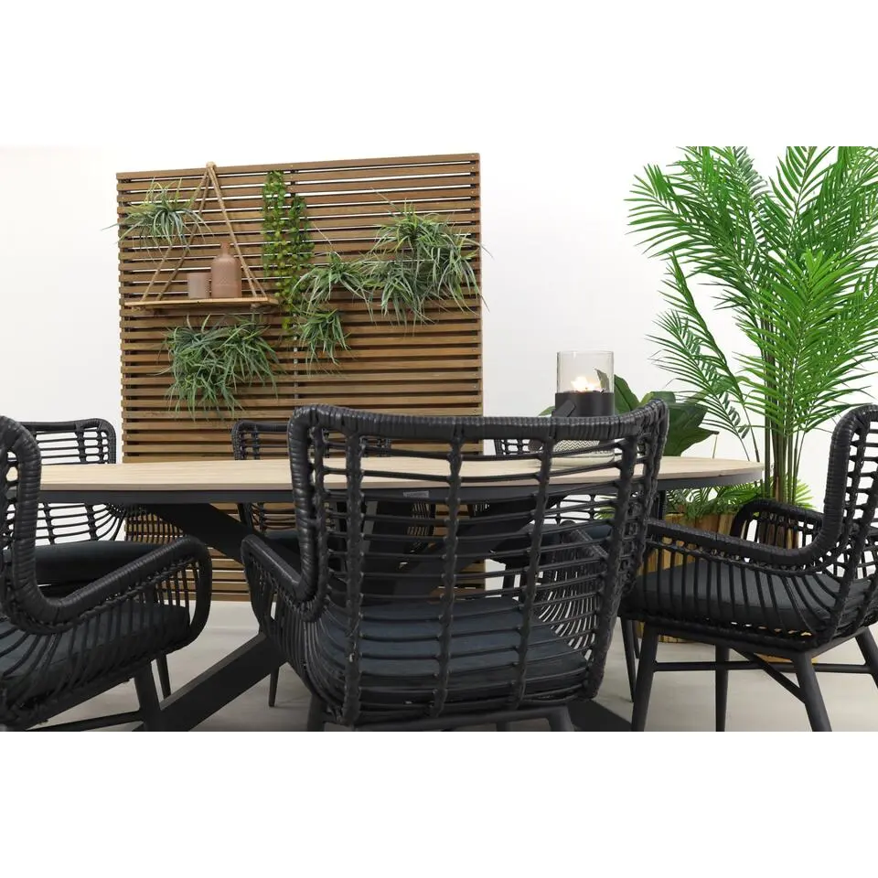 Garden Impressions Jasmine - Black/Edison 220x115 cm. - ovale tuinset