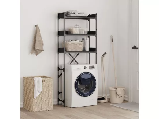 Étagère de lave-linge noir 67x25x163 cm bois d'ingénierie