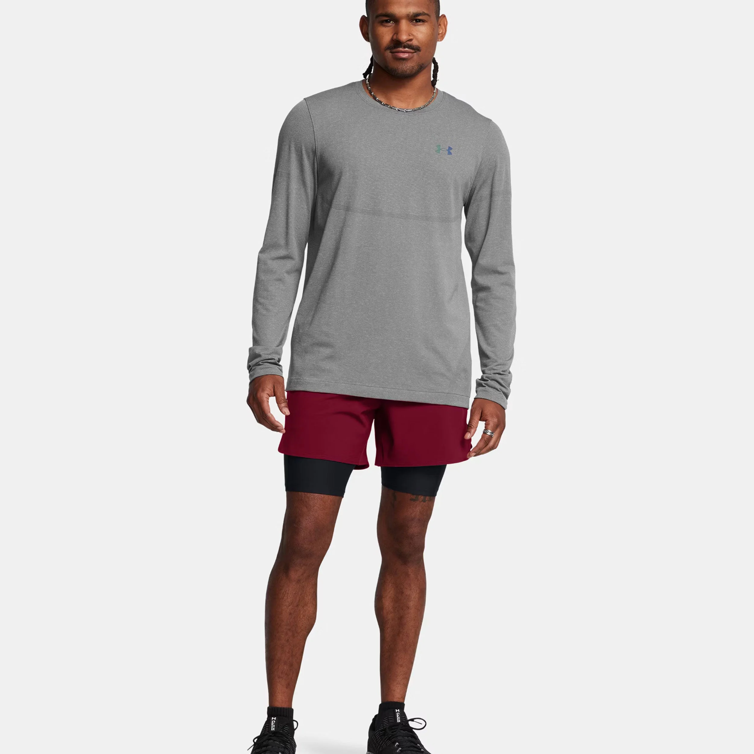 Under Armour Peak Woven 2in1 Shorts Hommes - Rouge Vin, Noir