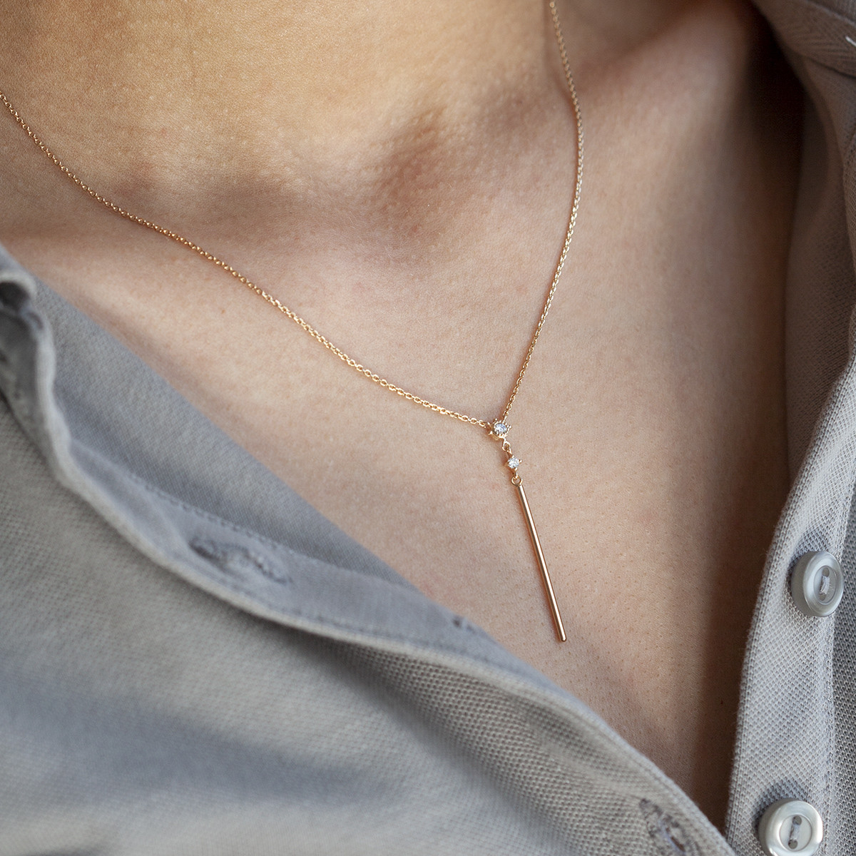 Collier plaqué or jaune, zirconias 45 cm