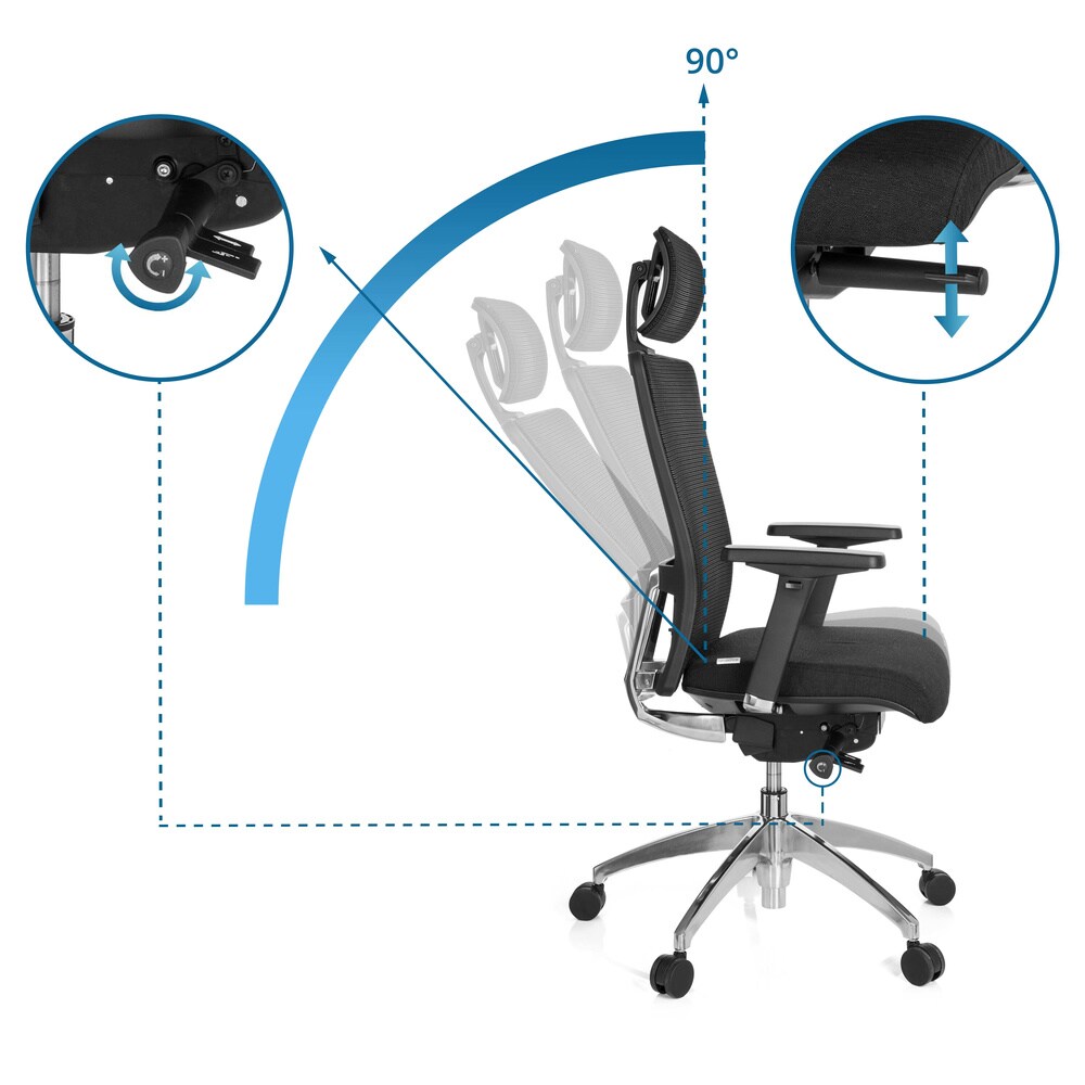 Profi Bürostuhl ASTRA LUX Stoff/Netzstoff mit Armlehnen (höhenverstellbar) hjh OFFICE