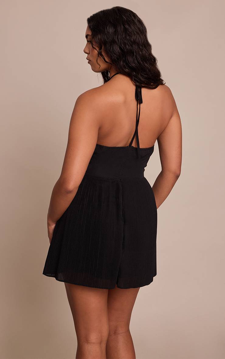 Noir Robe Mini Corset Plissée Ajustée