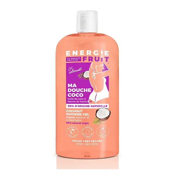 Energie Fruit My Shower Care para Pele Muito Seca Gel de Coco e Manteiga de Karité Orgânica 500ml