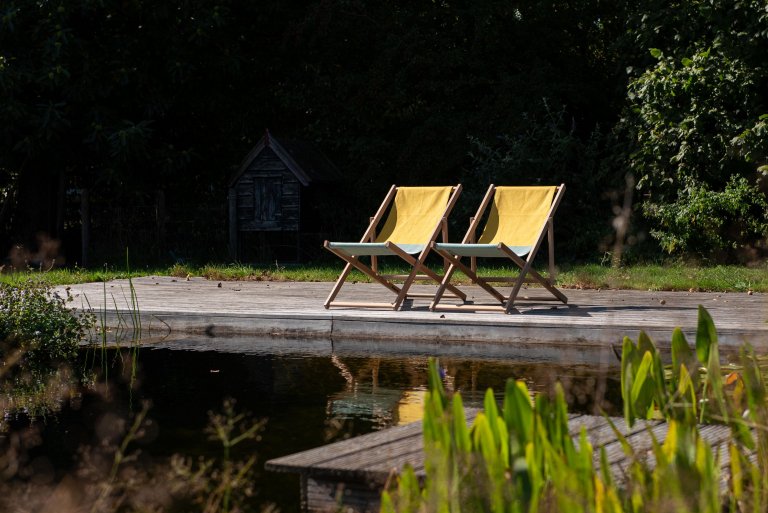 Weltevree Beach Chair hout tuinstoel rood/blauw