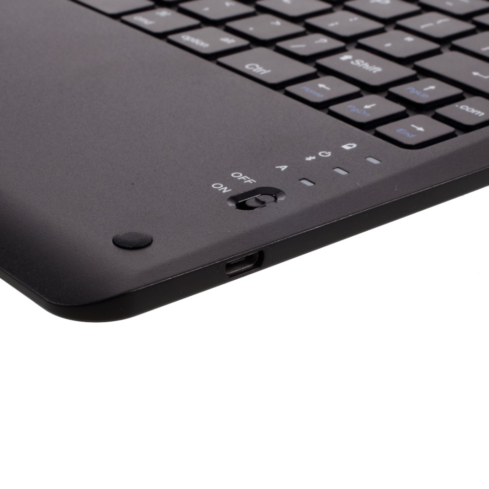 Samsung Galaxy Tab S8  Plus / Tab S7  Plus Leder Tasche mit Bluetooth Tastatur (QWERTY)   Touch Pen Halterung Litchi Look - Schwarz