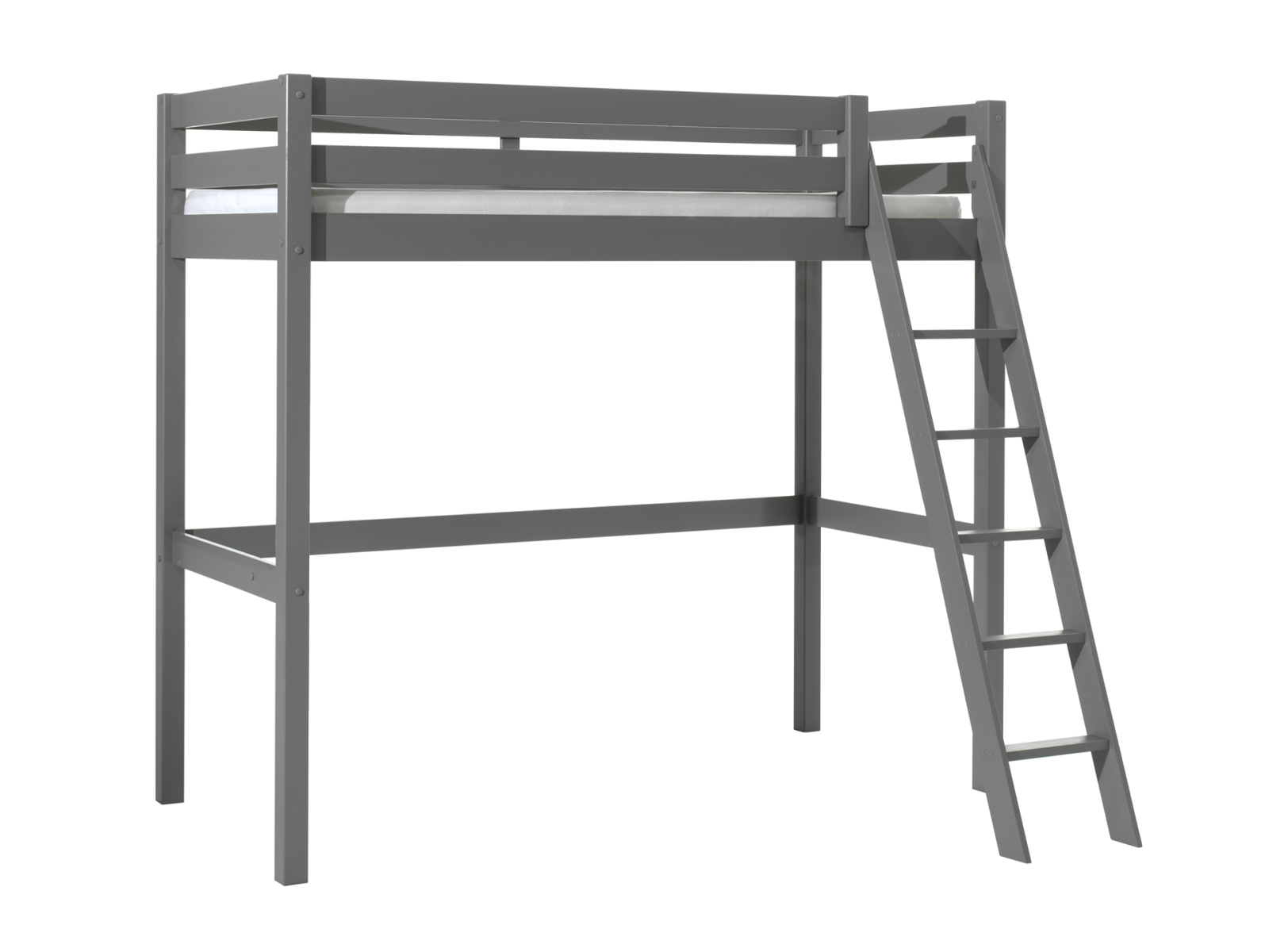 Hochbett - grau - Kiefer massiv - 90x200 cm