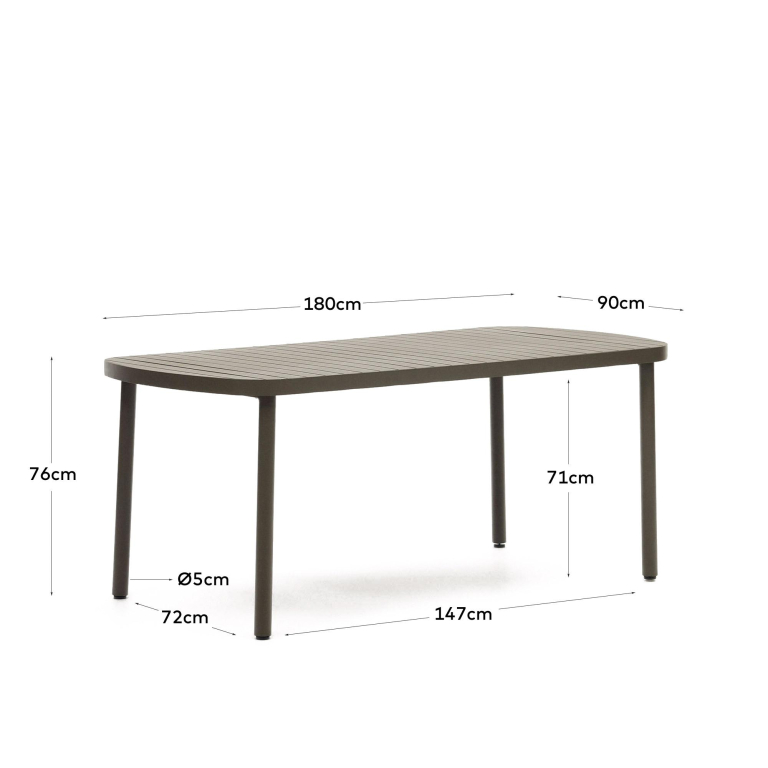 Kave Home Joncols tuintafel 180x90 groen