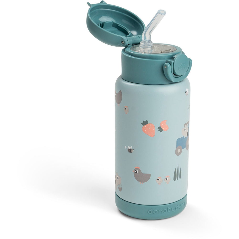 Køb DonebyDeer Blue Tiny Farm Insulated Sugerør Flaske