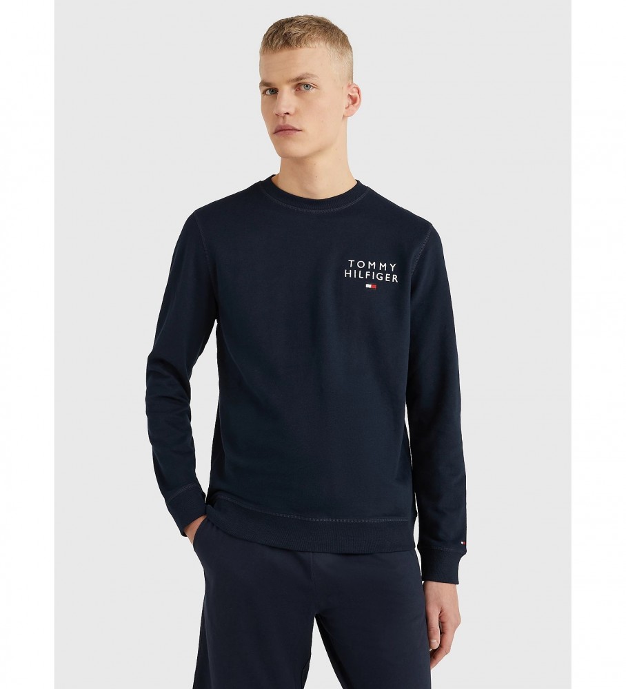 Moletom Tommy Hilfiger azul marinho com gola redonda