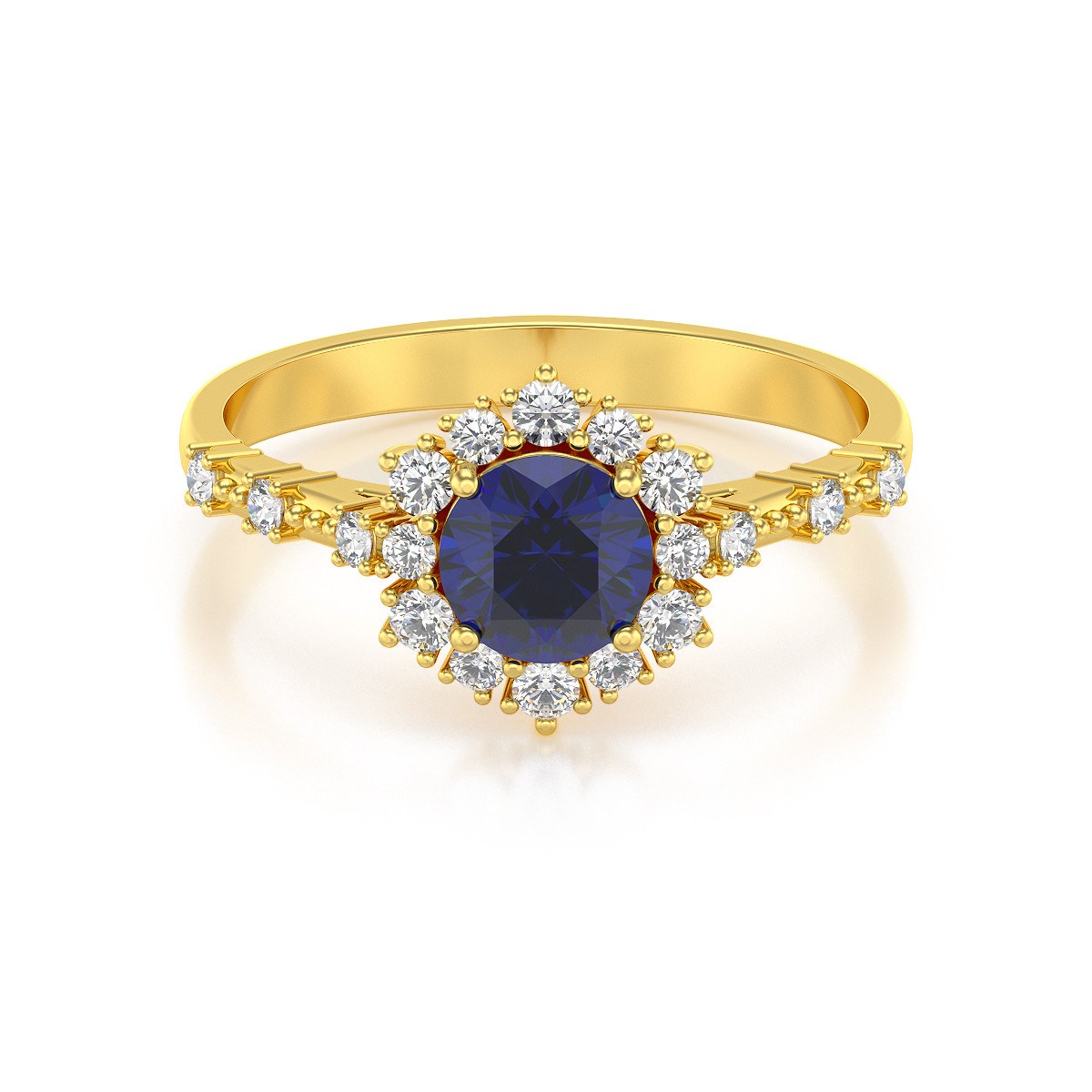 Bague ADEN Or 585 Jaune Saphir et diamants 3.25grs
