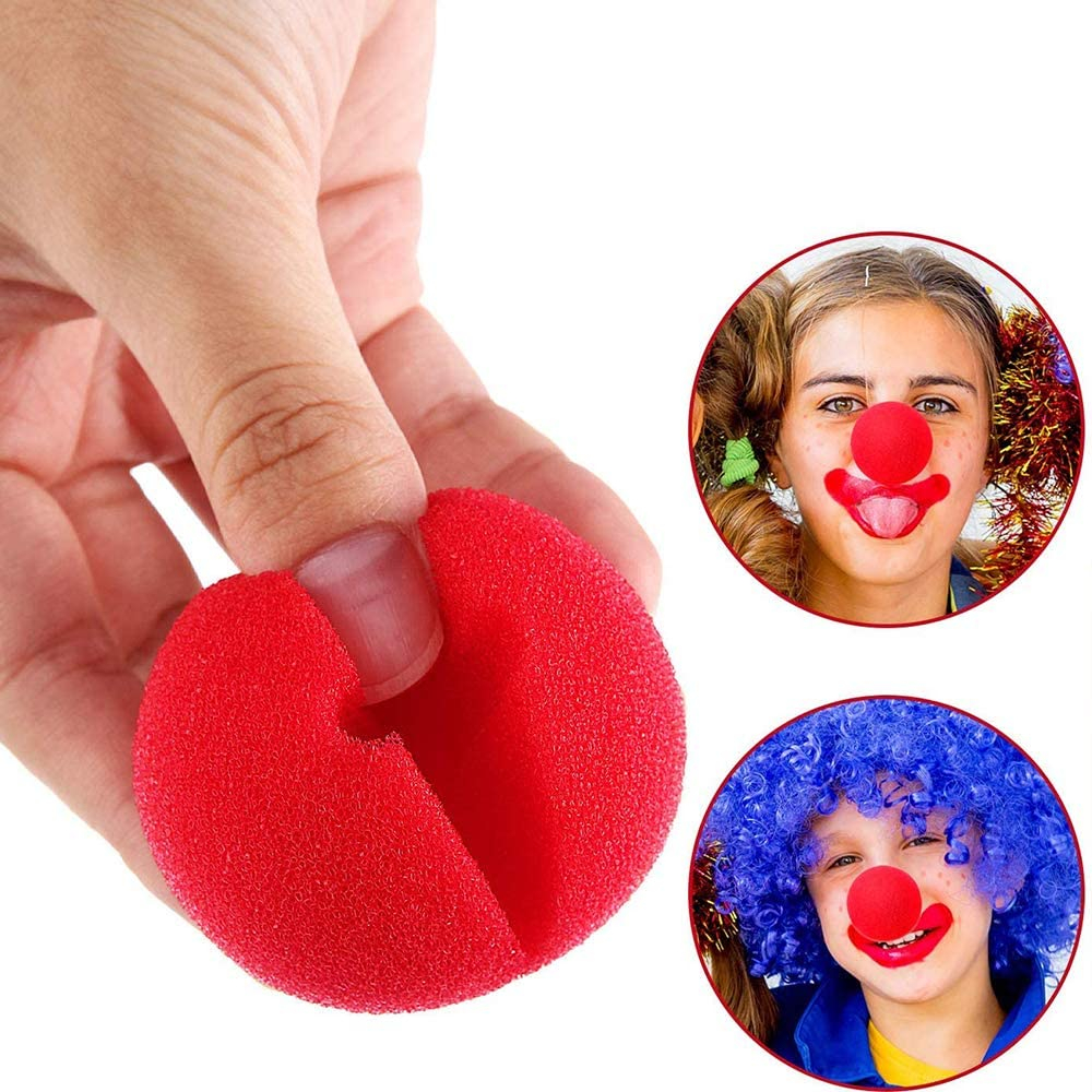 (20er Set) Ø5cm Clowns Nase Fasnachts Kostüm Zubehör Motto Party Accessoire Halloween Foto Requisite - Rot