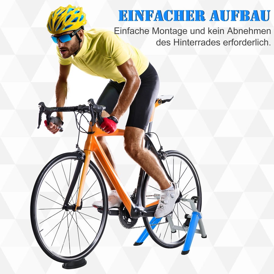 HOMCOM Fahrradtrainer mit Magnetbremse blau, silber