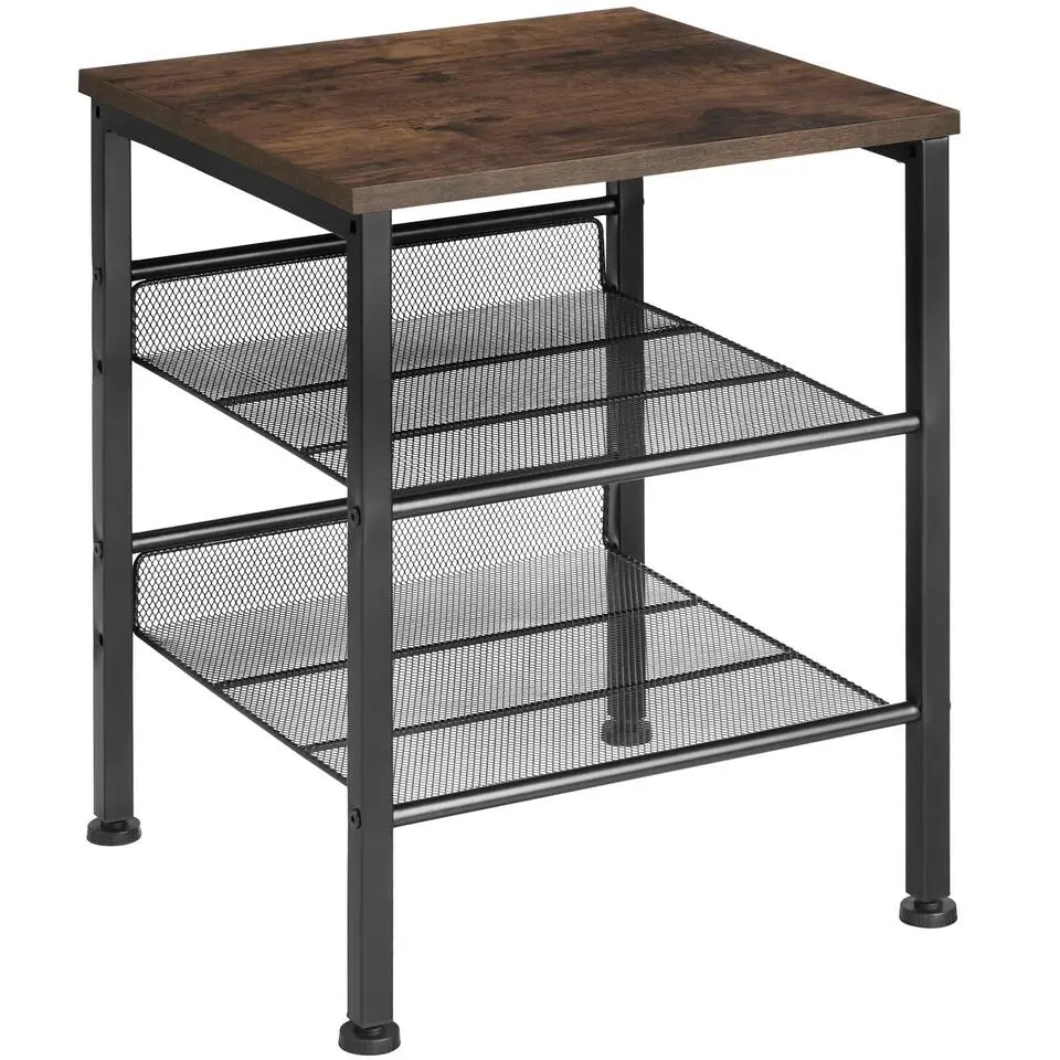 tectake Bijzettafel Lincoln 40,5x40x50,5cm, Industrieel Hout Donker, Rustiek