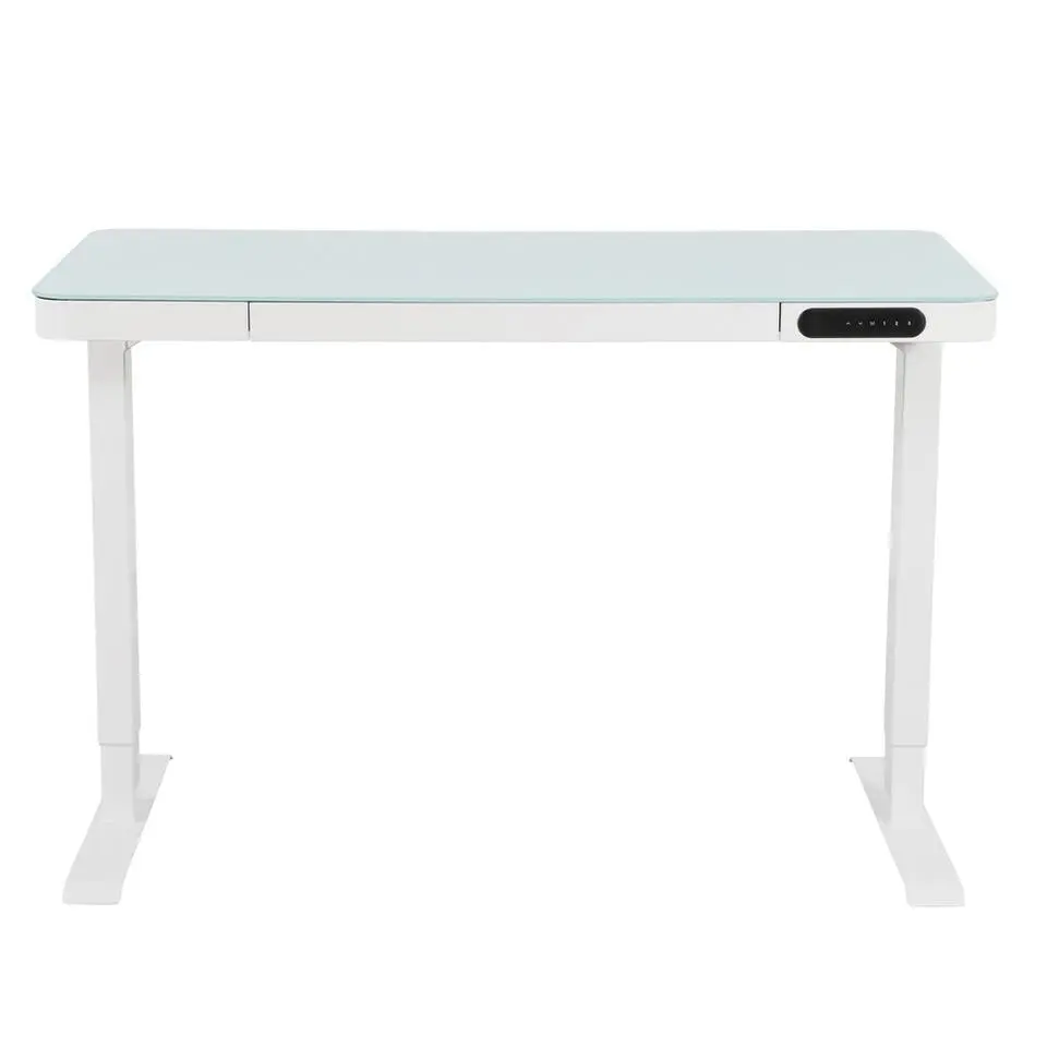 Elektrisch verstelbaar bureau / thuiswerkplek - 120x60 cm - Glas wit