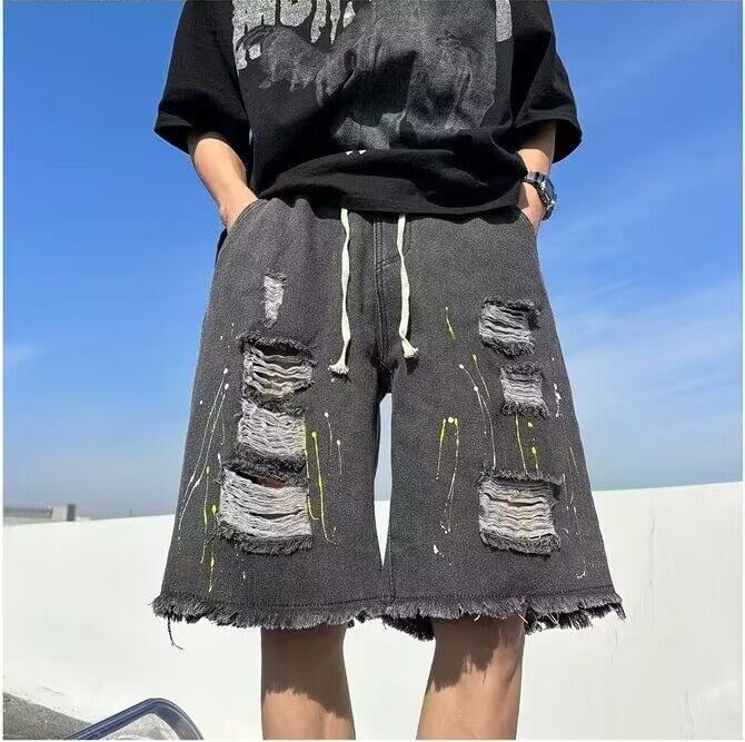 Mimiyox - Middelhoge denim shorts met distressed effect