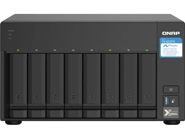 [OUTLET] - QNAP TS-832PXU - NAS-server - 8 bays - rackversion - SATA 6Gb/s - RAID RAID 0, 1, 5, 6, 10, 50, JBOD, 60 - RAM 4 GB - Gigabit Ethernet / 2.5 Gigabit Ethernet / 10 Gigabit Ethernet - iSCSI support - 2U