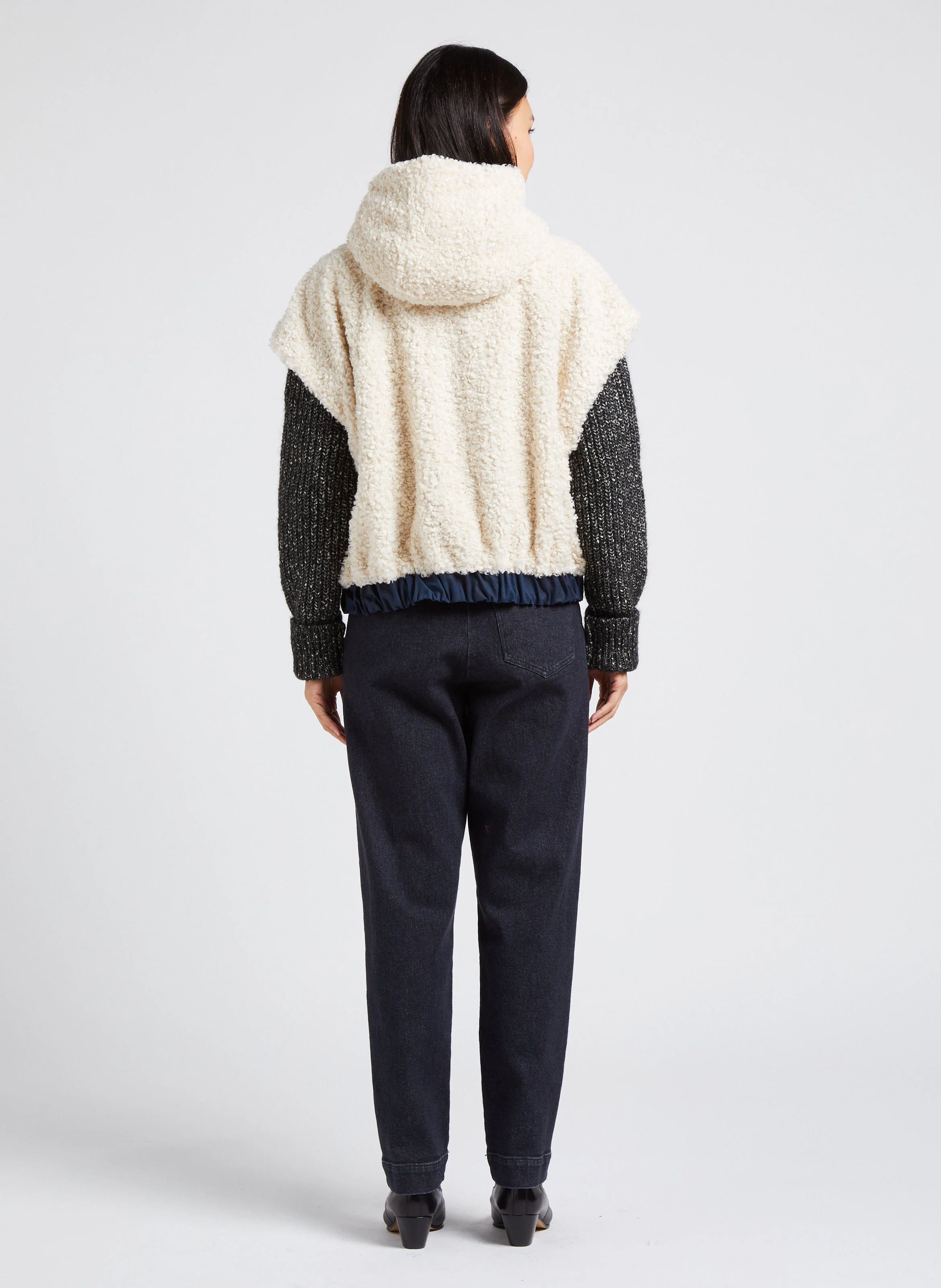 PERSEUS - Jean cropped carotte en coton mélangé | Noir