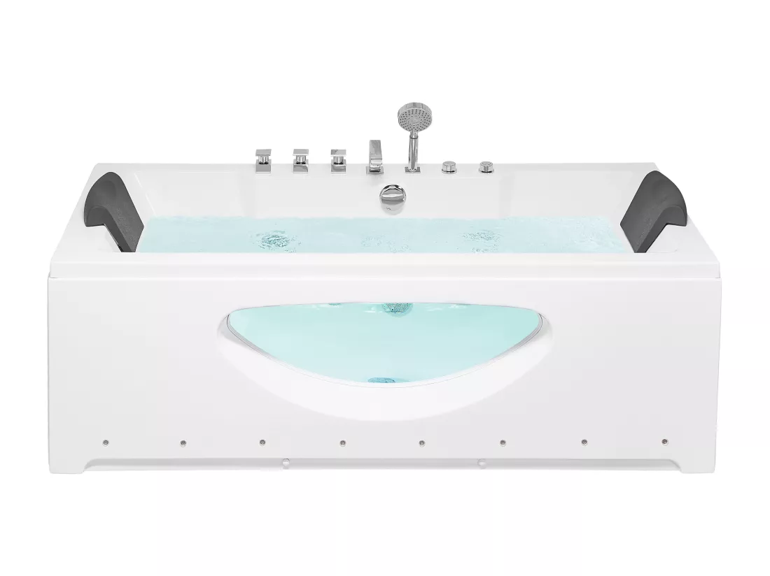 Baignoire balnéo blanche 180 x 80 cm avec LED HAWES