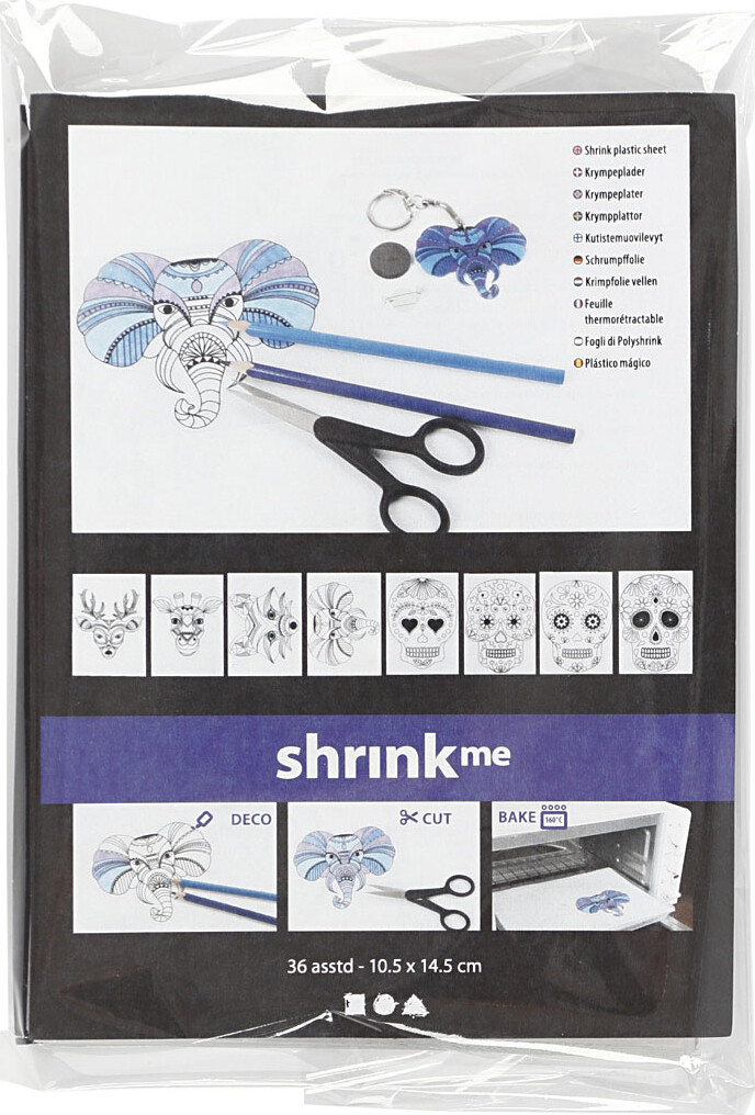 Krympeplast Med Motiver - 10,5X14,5 CM - Tykkelse 0,3 MM - Mat Transparent - 36 Ark