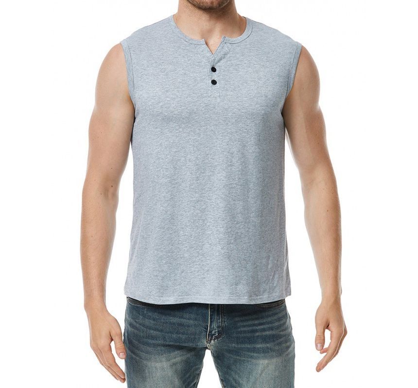 FORSETI - Henley tanktop met ronde hals en effen patroon