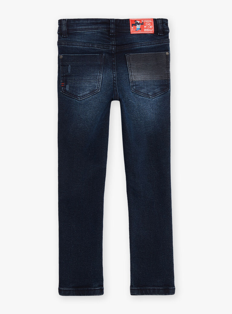 Jean slim denim brut brodé