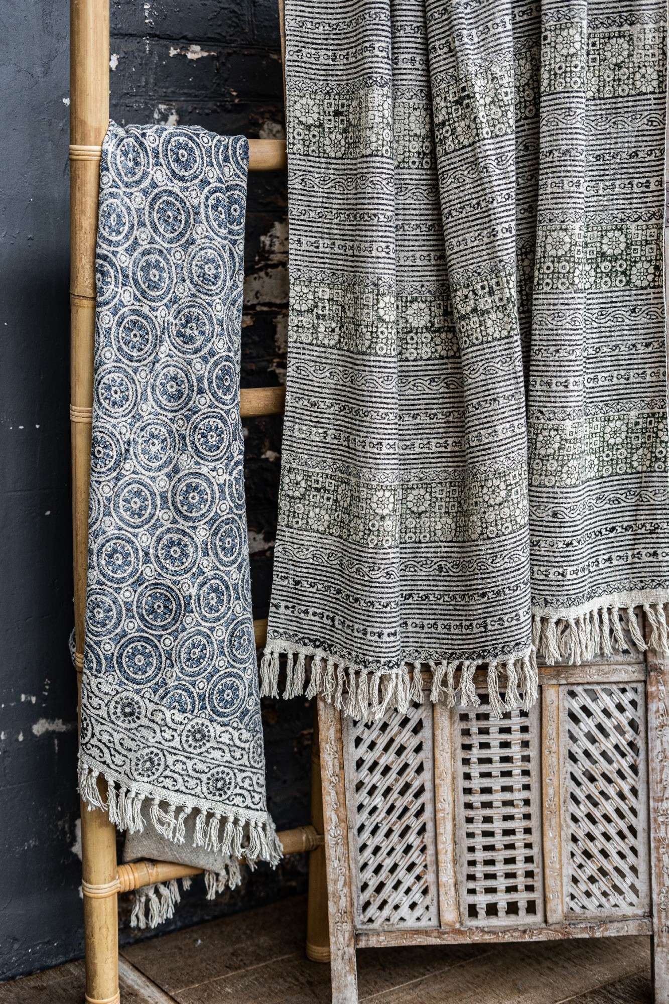 Throw 'Salur', creme, blau, schwarz, B 170 cm, T 120 cm günstig bestellen
