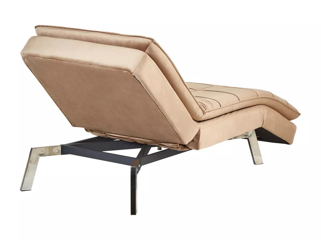 Chaise longue en velours marron clair LOIRET