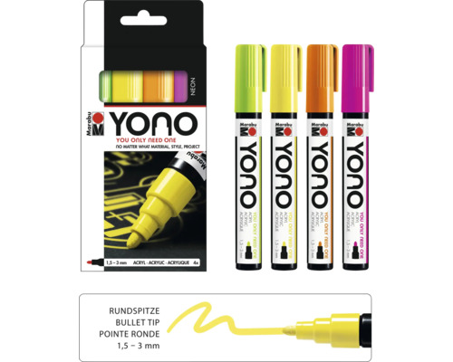 Marabu Yono markerset neon, 4 x 1,5-3 mm