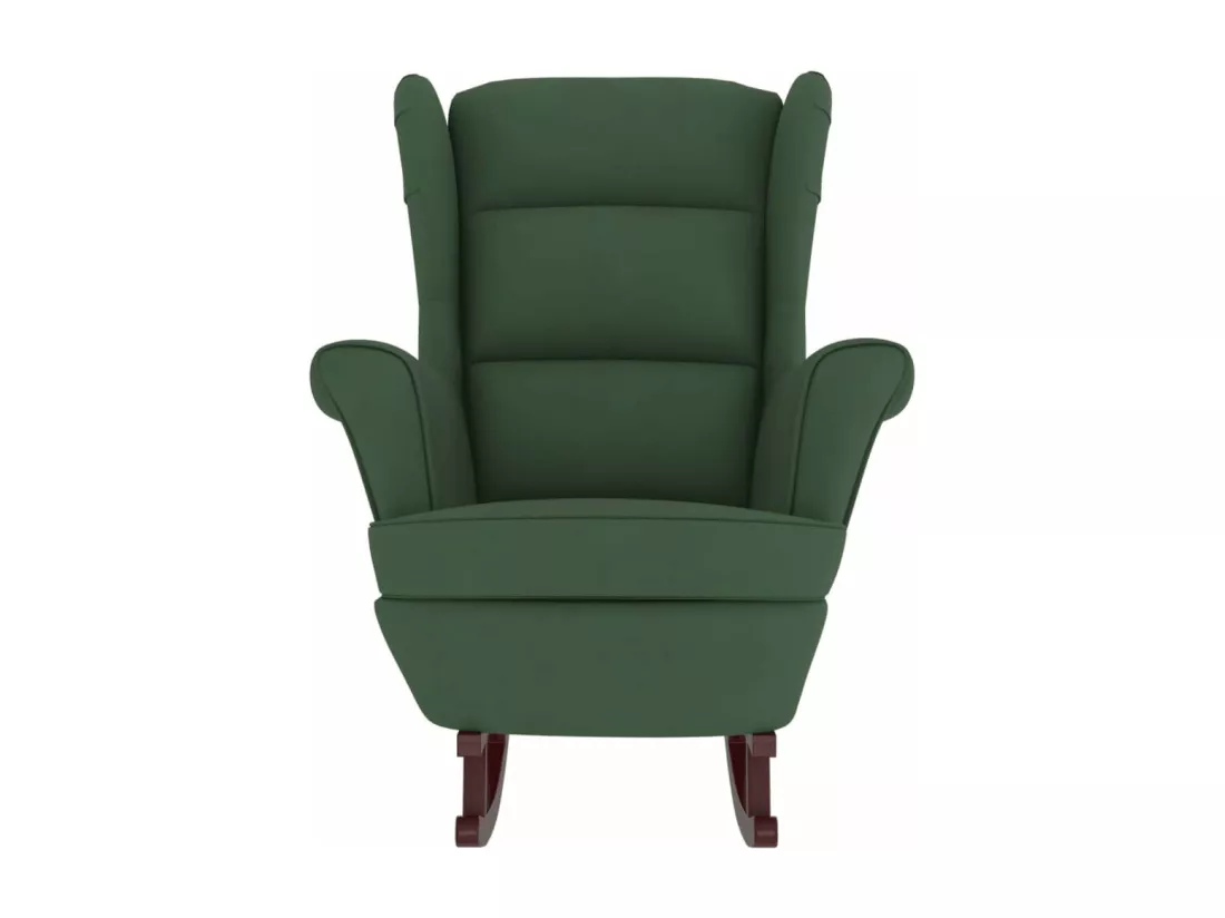 Chaise à bascule avec pieds en bois et tabouret Vert foncé