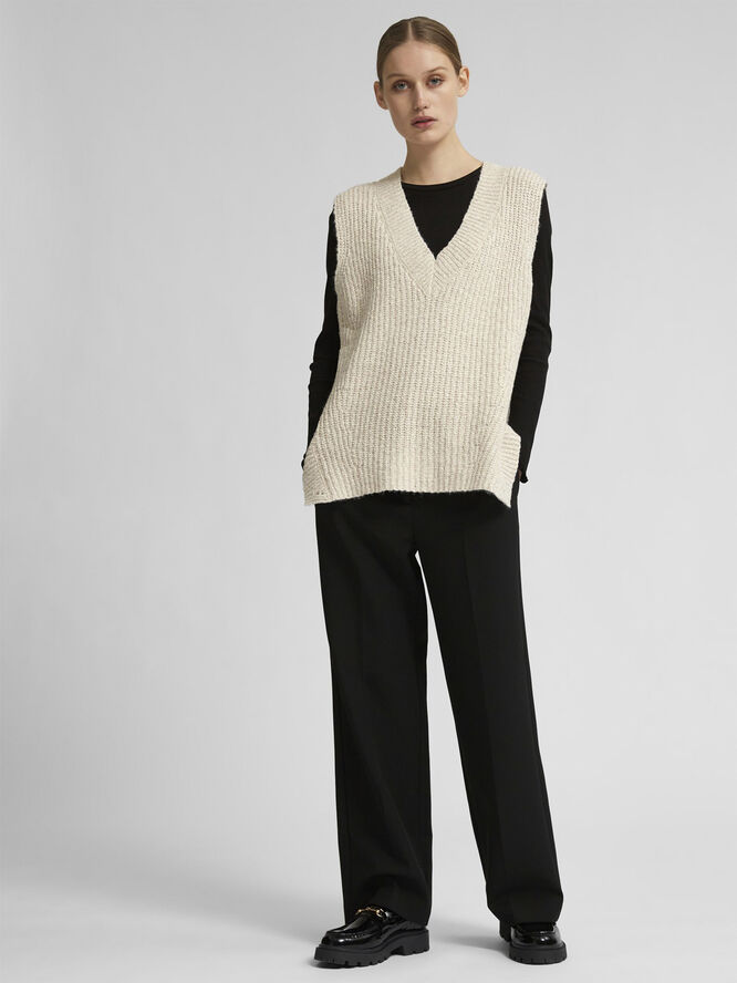Selected Femme SLFRITA MW WIDE PANT BLACK N NOOS Sort