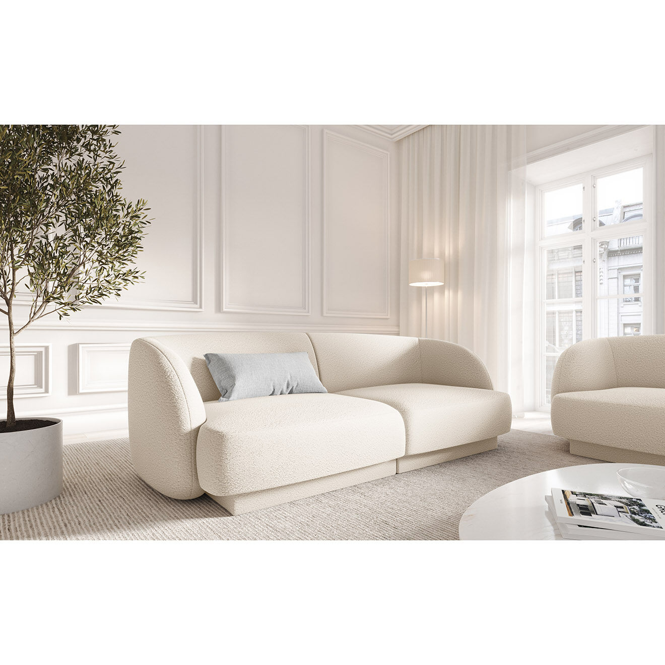 Micadoni Canapé Miley Bouclé 2 Places beige - 184x85x74 cm