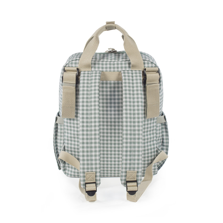 Sac à dos à langer I Love Vichy + tapis vert