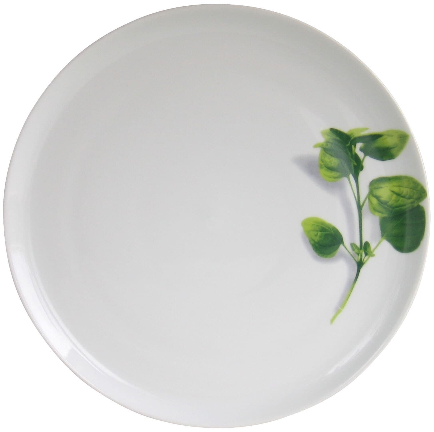 CreaTable Pizzateller KRÄUTER BASILIKUM 33 cm Porzellan weiß