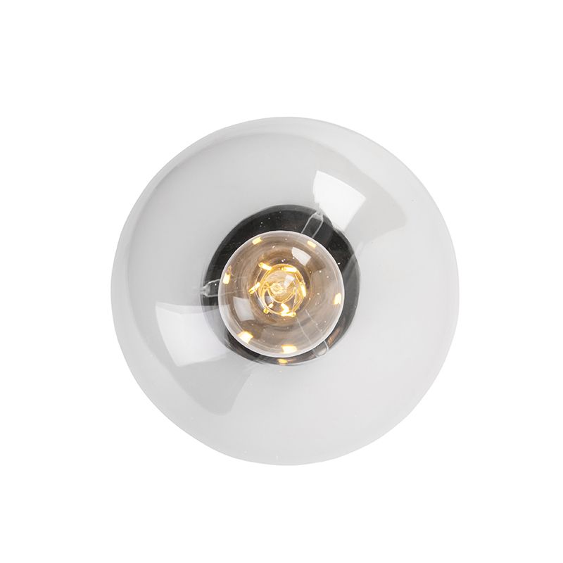 Art deco plafondlamp zwart met helder glas - Pallon