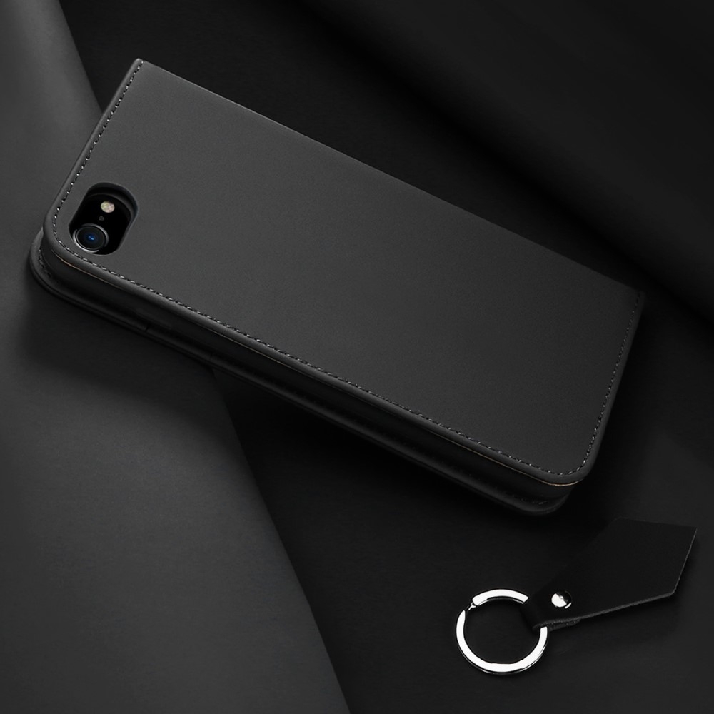 iPhone SE (2022/2020) / 8 / 7 Flip Wallet Cover Echtleder Tasche Wish Series - Schwarz