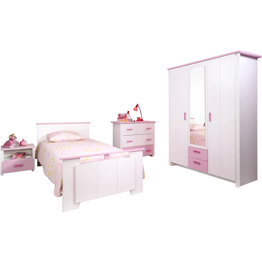Parisot Kinderzimmer-Set Biotiful 12, 4-tlg Weiß-Rosa Weiß  Rosa