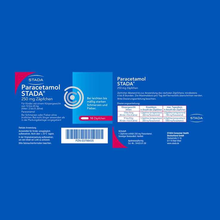Paracetamol STADA® 250 mg Zäpfchen, 10 St